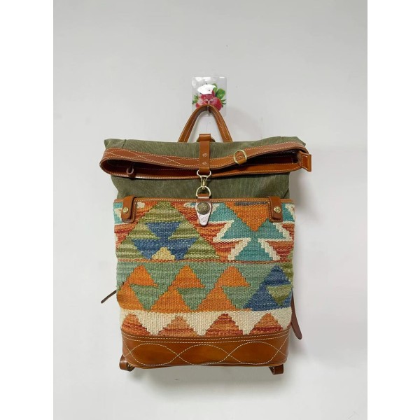 Navajo handmade wool blanket backpack